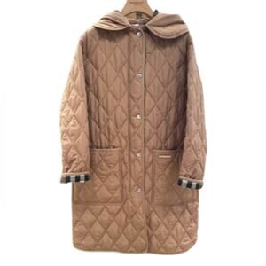 Burberry Tan Quilted Hooded Jacket L